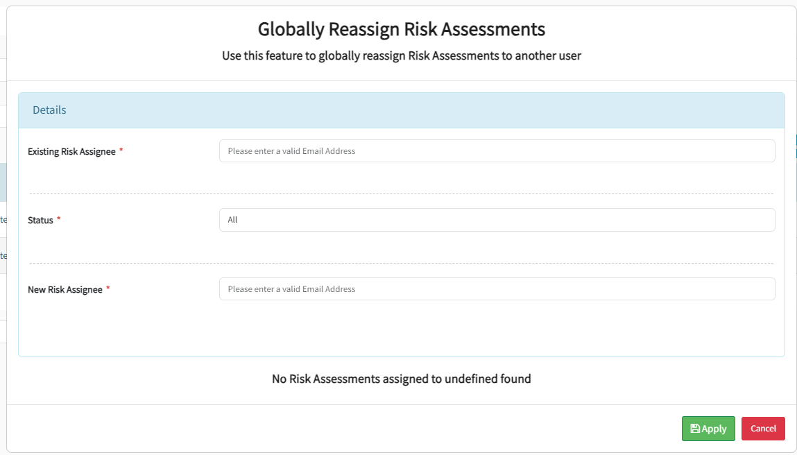 How do I globally reassign a Risk Assessment?